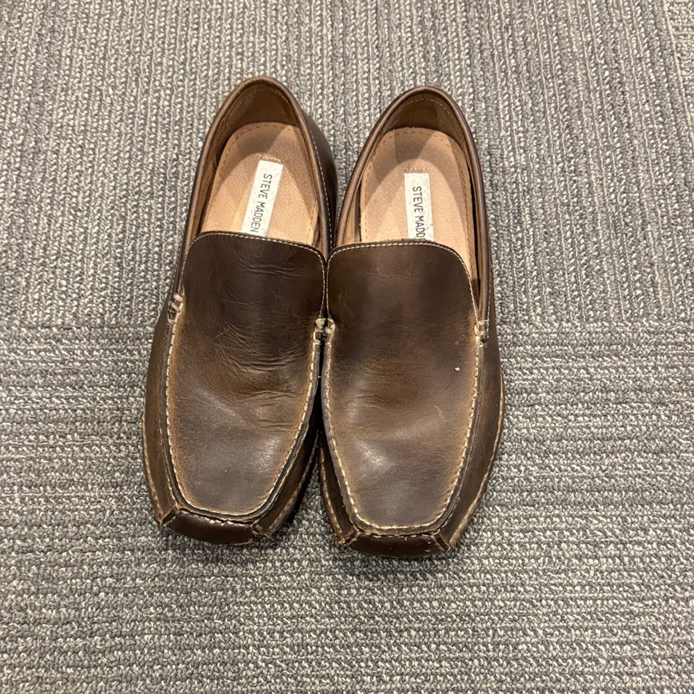 Steve Madden Dark Brown Leather Slip-On Loafers